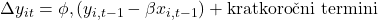 \Delta y_{it} = \phi,(y_{i,t-1} - \beta x_{i,t-1}) + \text{kratkoročni termini}